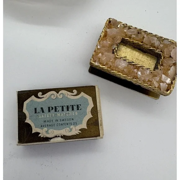 Vintage Matchbox Holder  And Ashtray with La Petite Safety Matches Sweden - Picture 5 of 8